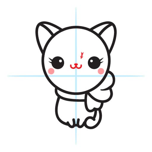 How To Draw A Kawaii Cat With Scarf 10 cat-scarf-step10