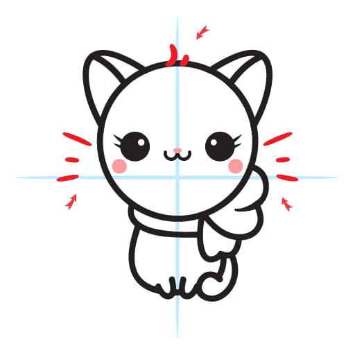How To Draw A Kawaii Cat With Scarf 11 cat-scarf-step11