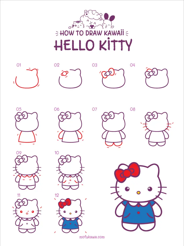 How To Draw Hello Kitty Step By Step