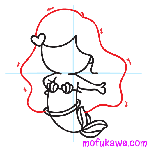How To Draw A Cute Mermaid 15 howtodrawamermaid-step9