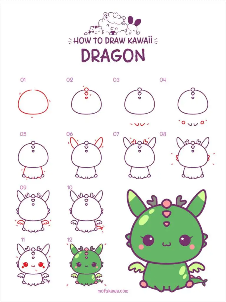 How To Draw A Cute Dragon Step by Step