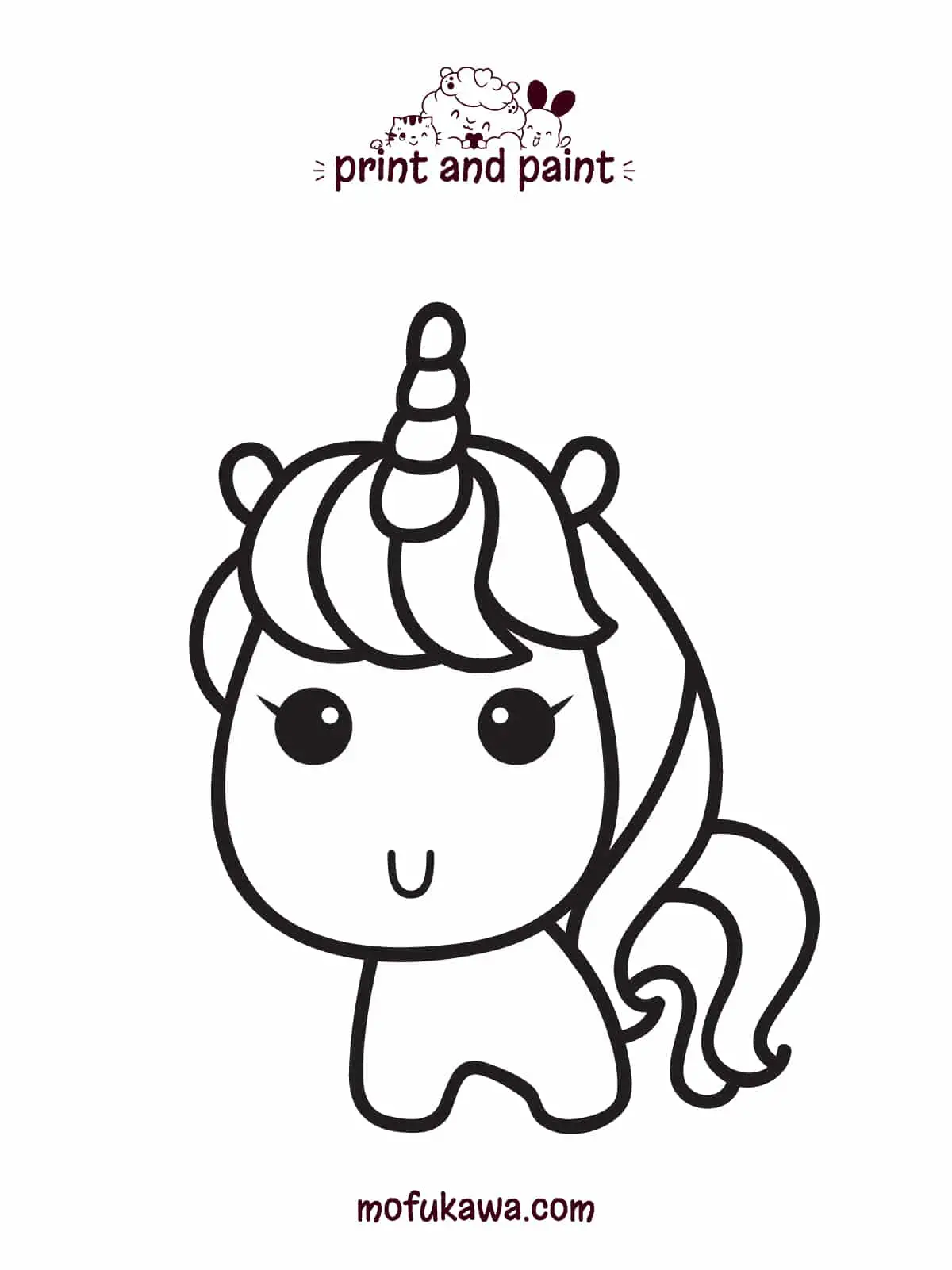Unicorn cute cartoon drawing