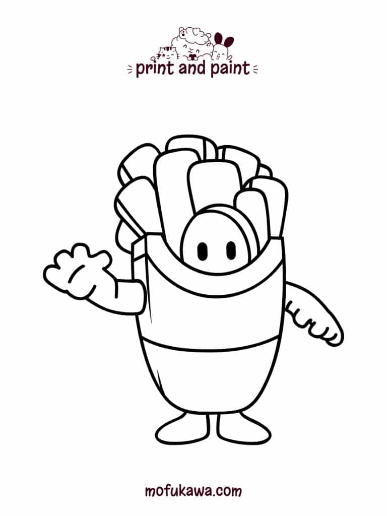 How To Draw Fall Guys - French Fries Skin 25 Fall Guys Coloring Page