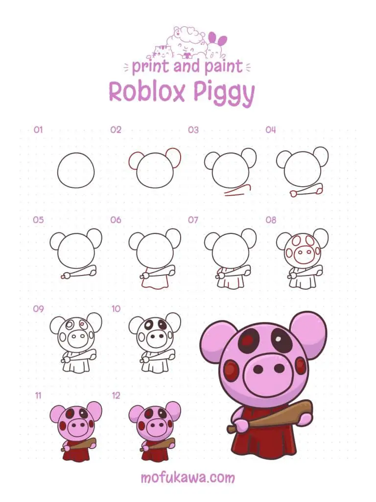 How To Draw Roblox Piggy