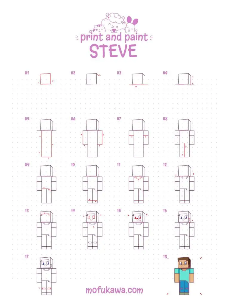 How To Draw Steve From Minecraft Step By Step