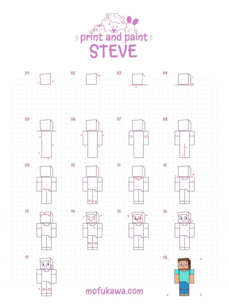 How To Draw Steve From Minecraft - Easy Step By Step Lesson For Kids