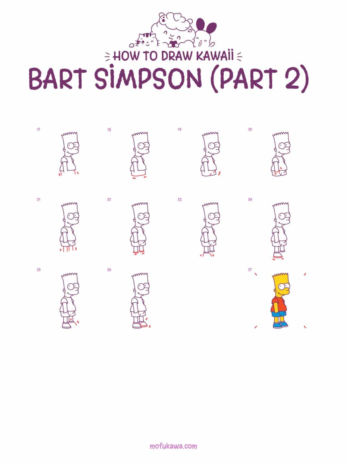 How To Draw Bart Simpson - Easy Step By Step Lesson For Beginners