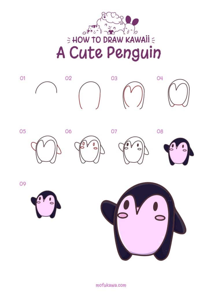 howtodrawacutepenguin-stepbystep