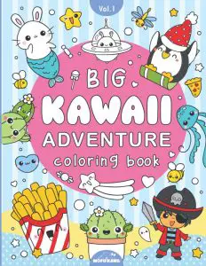 mofukawa big kawaii adventure coloring book cover