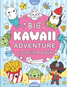 mofukawa big kawaii adventure coloring book cover