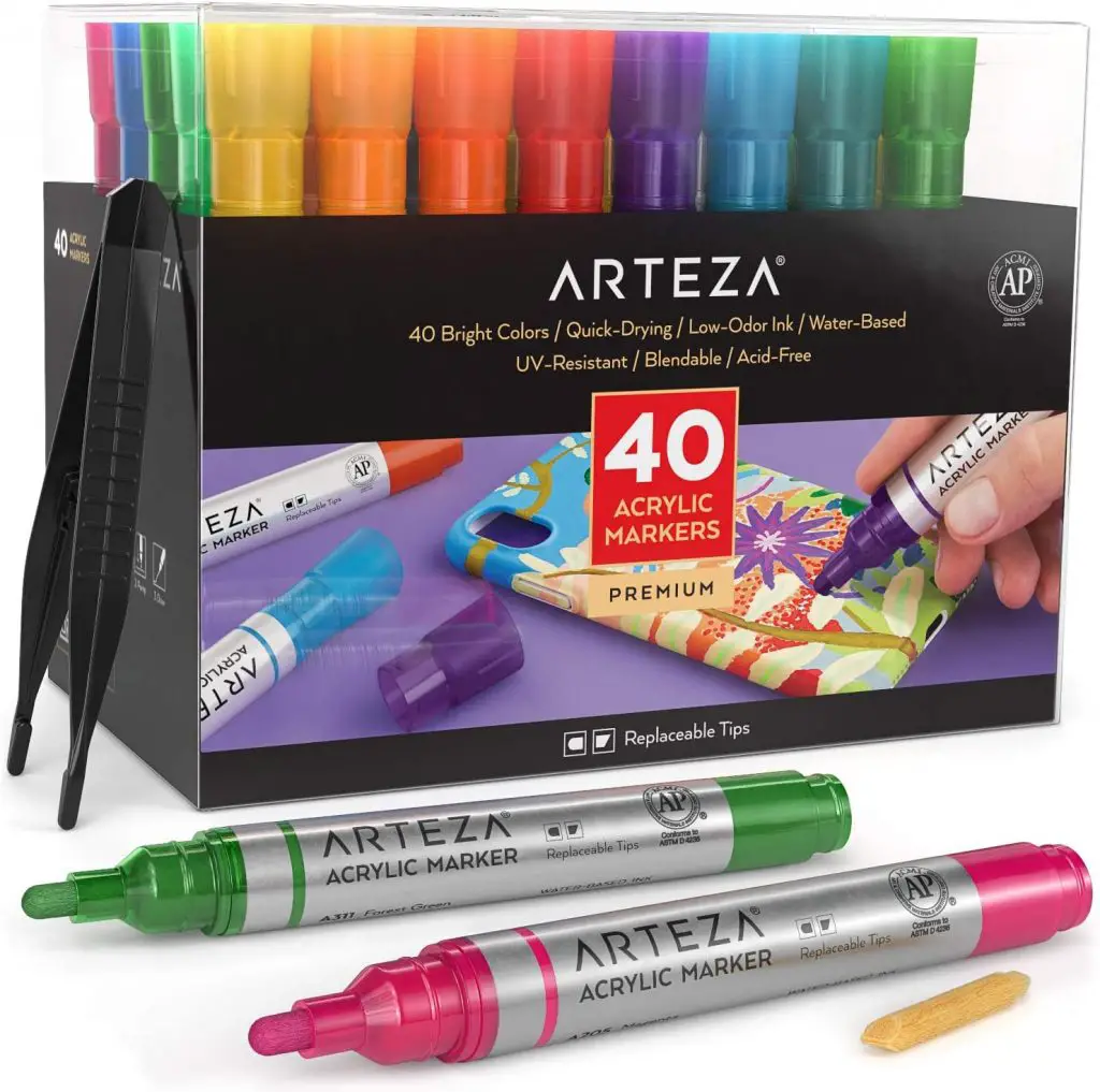 Arteza Acrylic Markers Reversible Tips