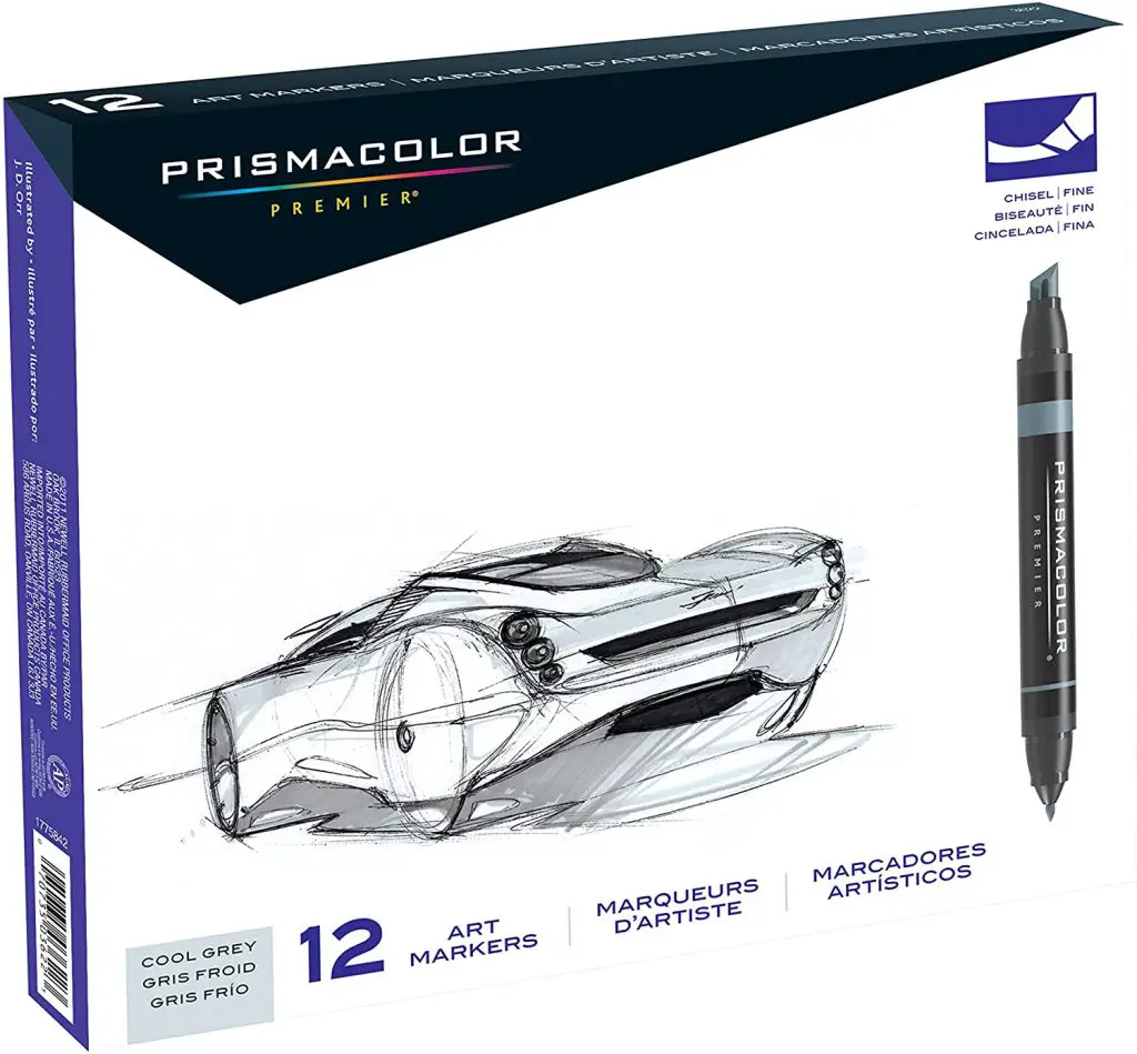Prismacolor Double Ended Cool Grey Chisel Fine Tips