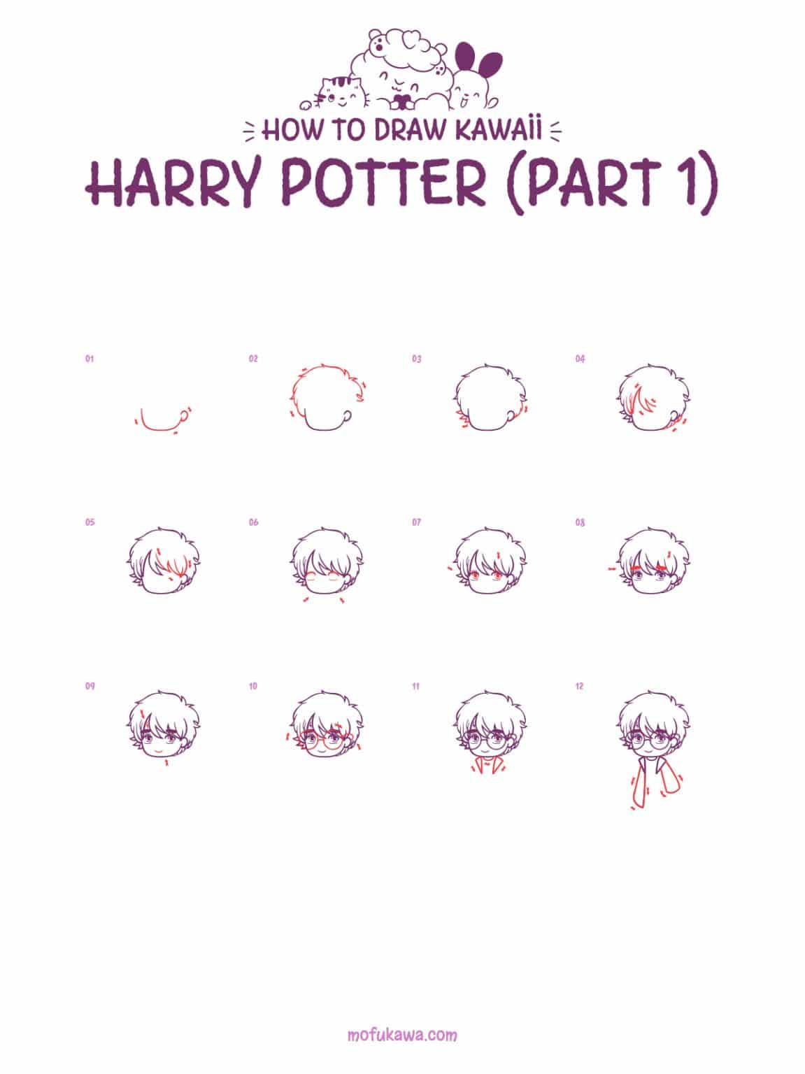 How To Draw Harry Potter - Kawaii - Easy Step By Step Guide
