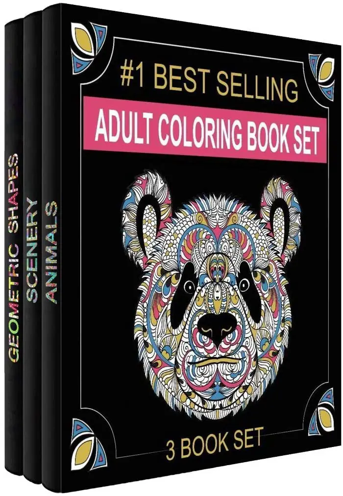 Best Coloring Books for Adults In 2022 22 Set of 3 Adult Coloring Books - Animals, Scenery, & Geometric Shapes