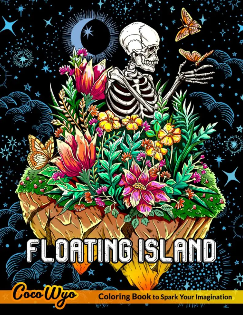 Best Fantasy Coloring Books for Adults In 2022 22 Floating Island Coloring Book by Coco Wyo