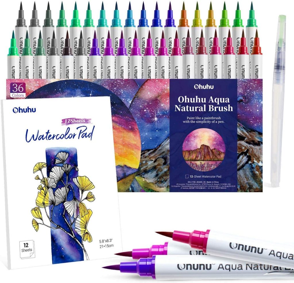 Best Ohuhu Brush Markers 2 Ohuhu Aqua Natural Brush Set 36 Colors
