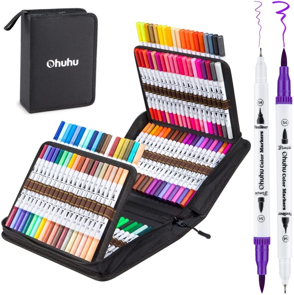 Best Ohuhu Brush Markers 6 Ohuhu Dual Tips Coloring Brush Fineliner Marker Pens 120 Colors