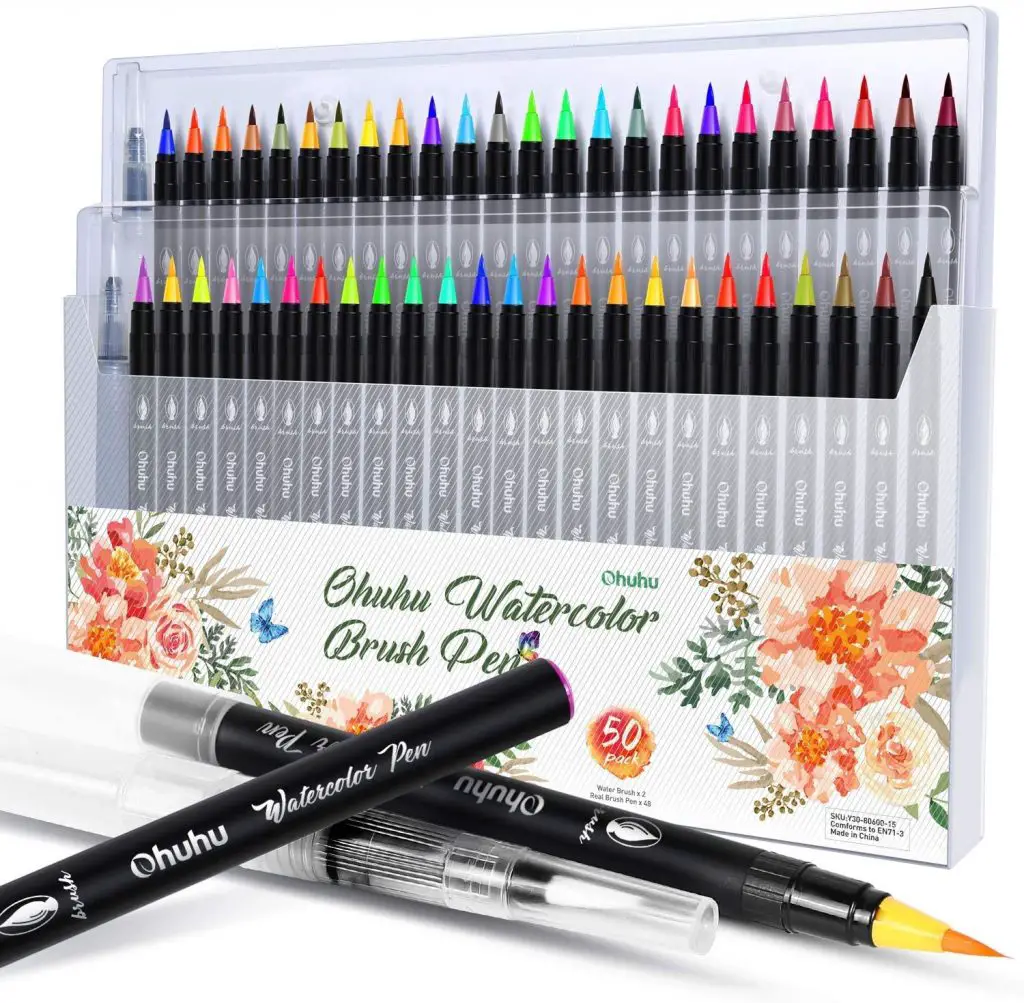 Ohuhu Watercolor Brush Pen Set 48 Colors