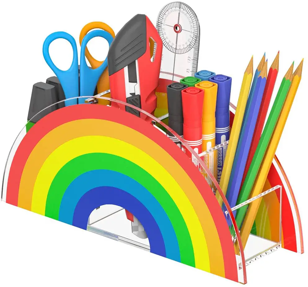Best Kawaii Room Décor 16 Acrylic Rainbow Pen Holder