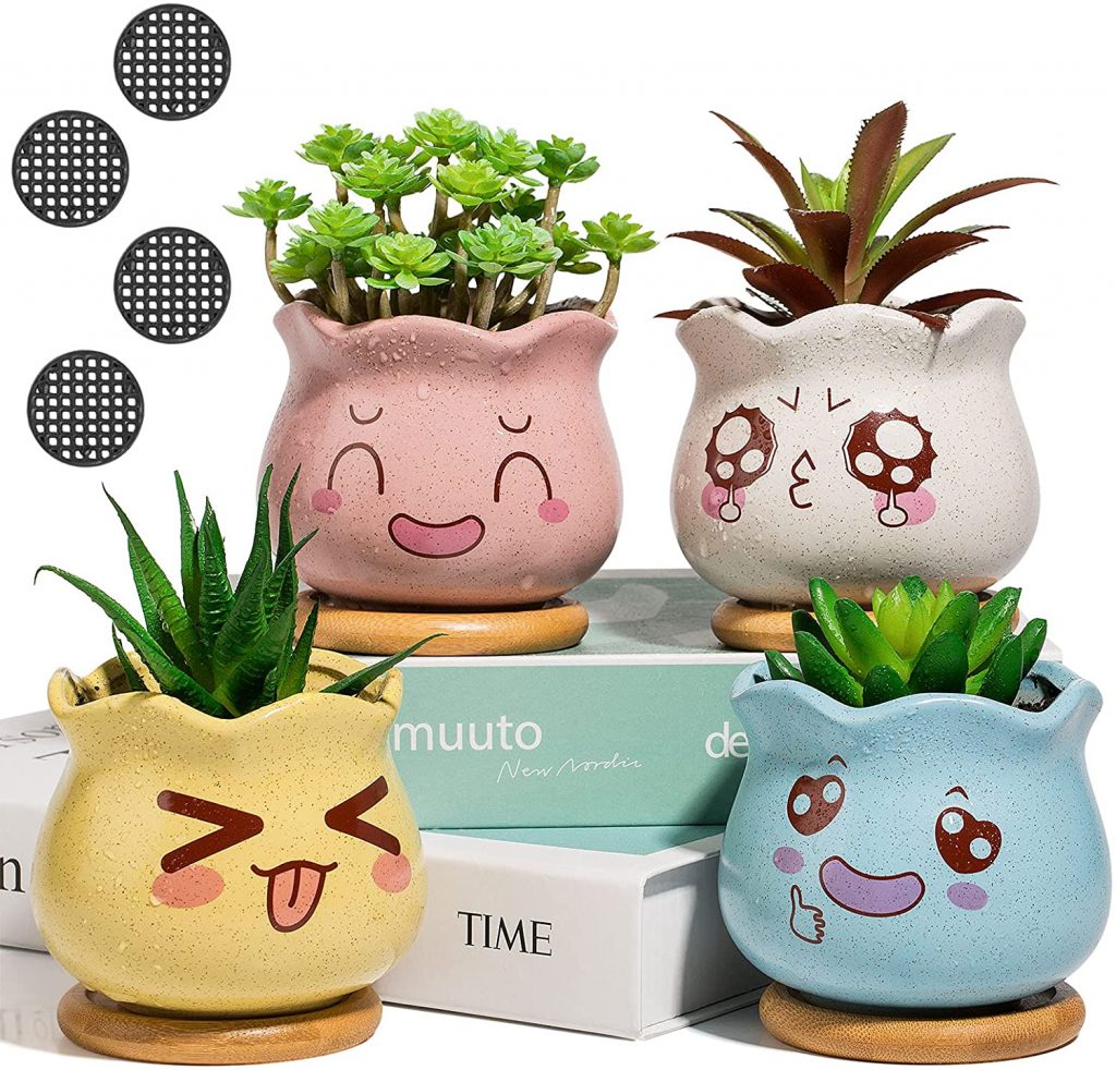 Best Kawaii Room Décor 14 Cute 4piece Indoor Ceramic Plant Pots