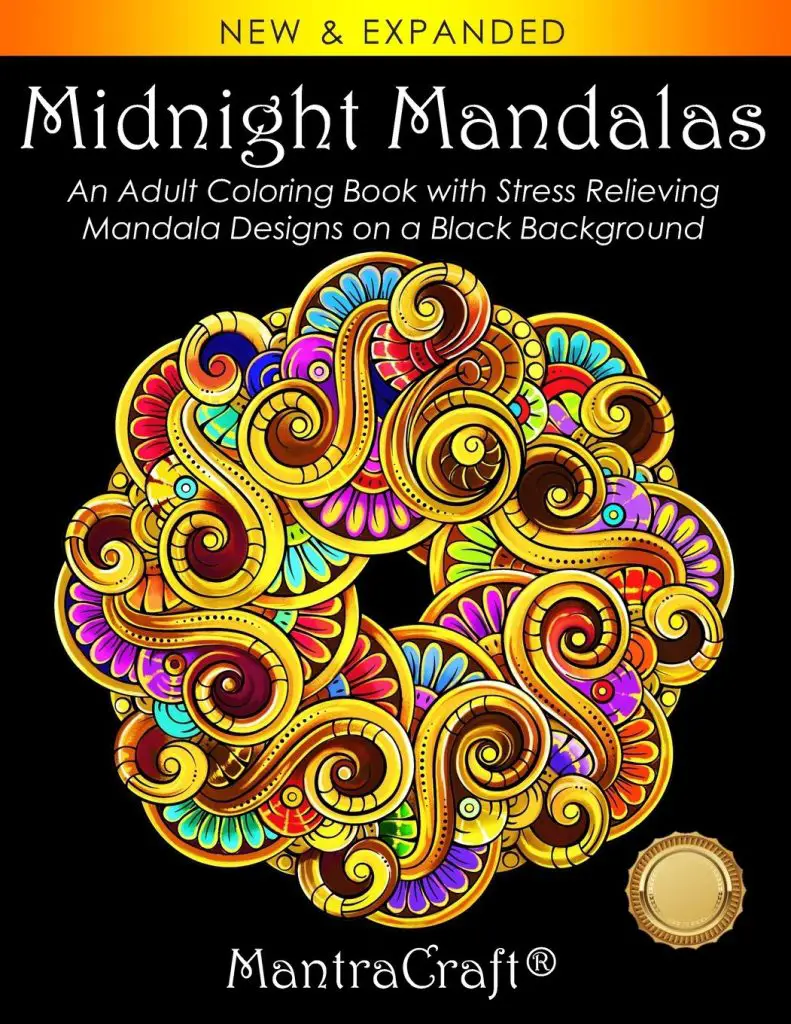 Midnight Mandalas An Adult Coloring Book On A Black Background