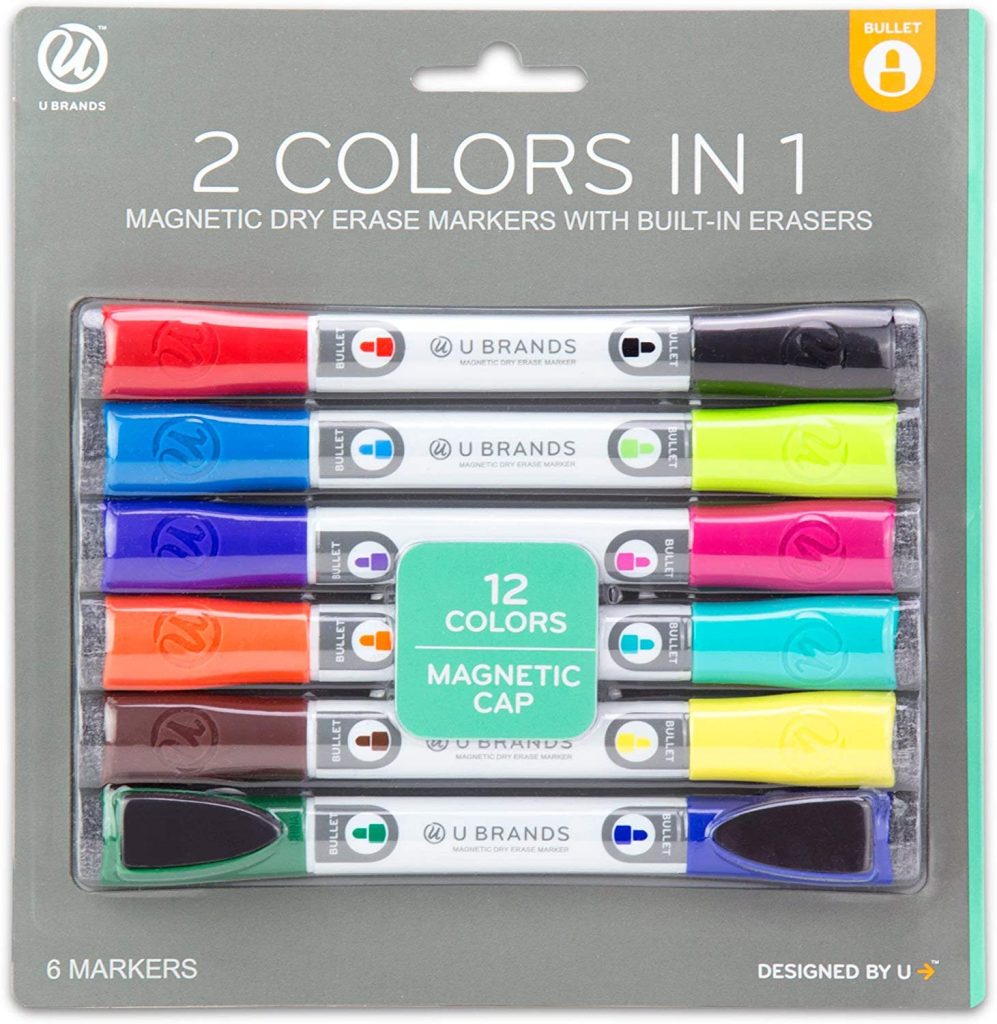 U Brands Double Ended Dry Erase Markers With Erasers
